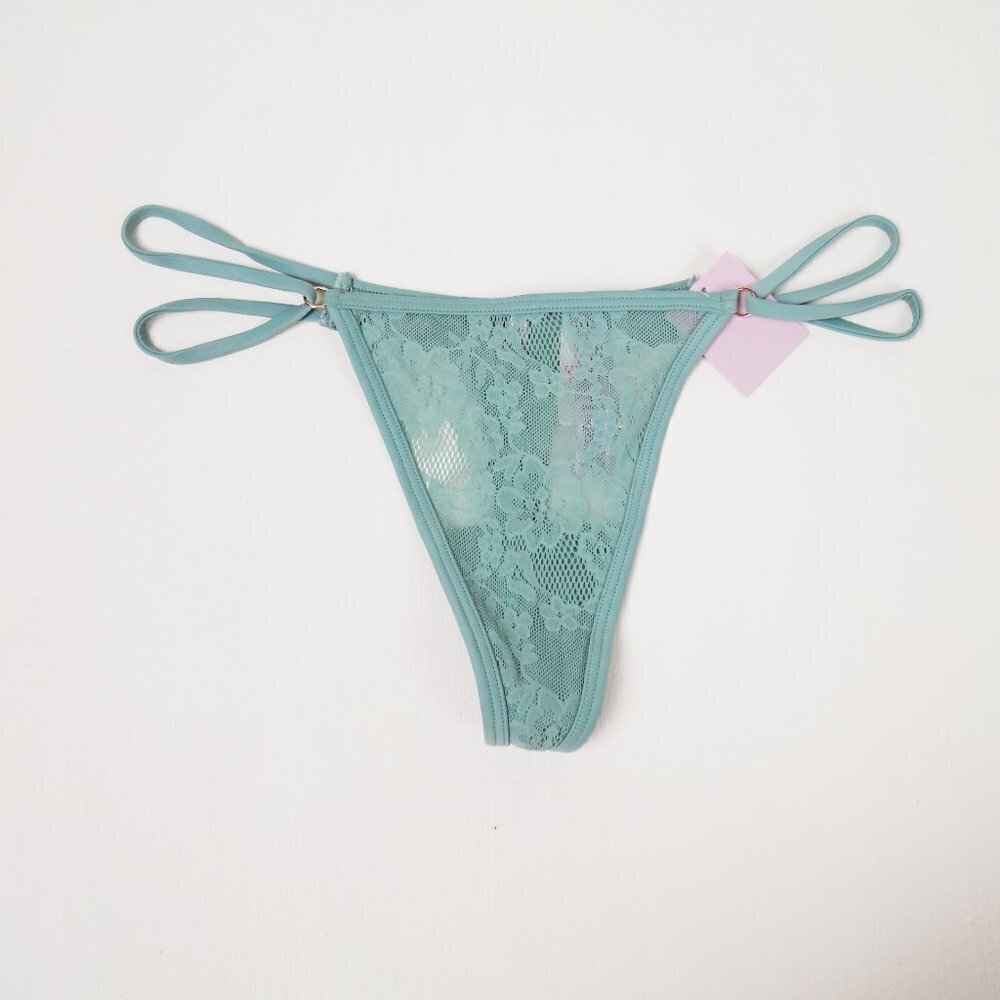 nwt VS PINK lace mesh floral thong blush love